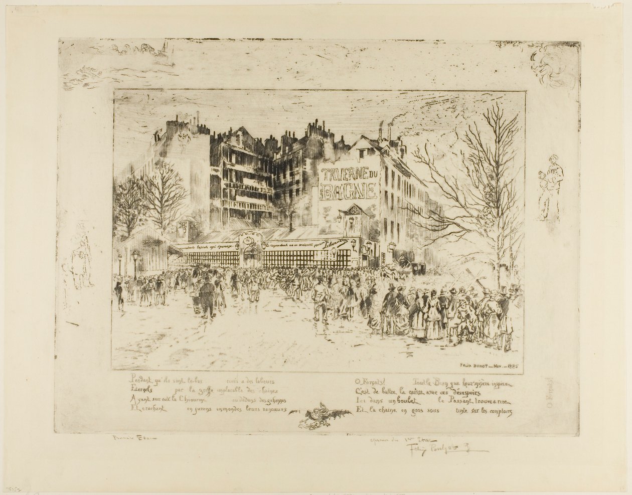 A Place des Martyrs és a Jailhouse Tavern alkotó: Felix Hilaire Buhot