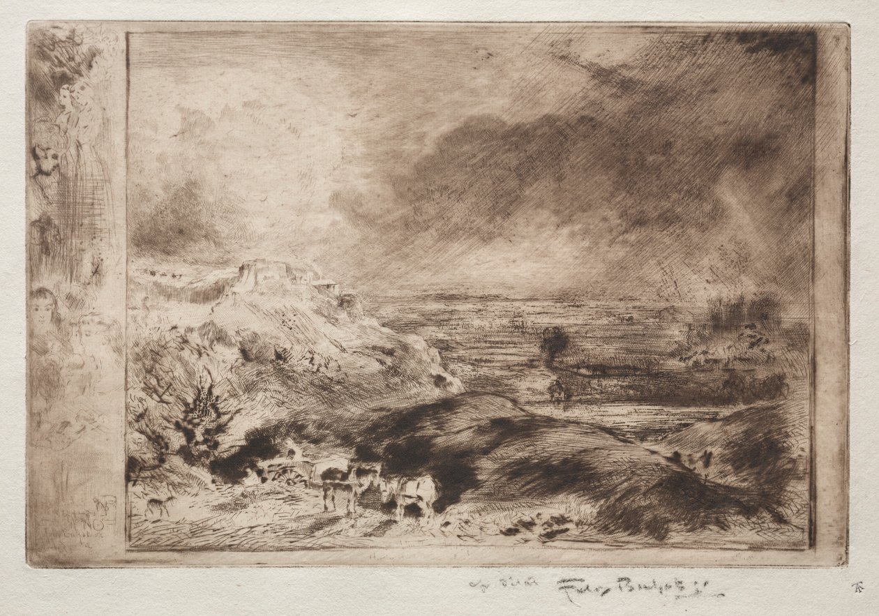 A vihar, Constable után, c. 1875. alkotó: Felix Hilaire Buhot