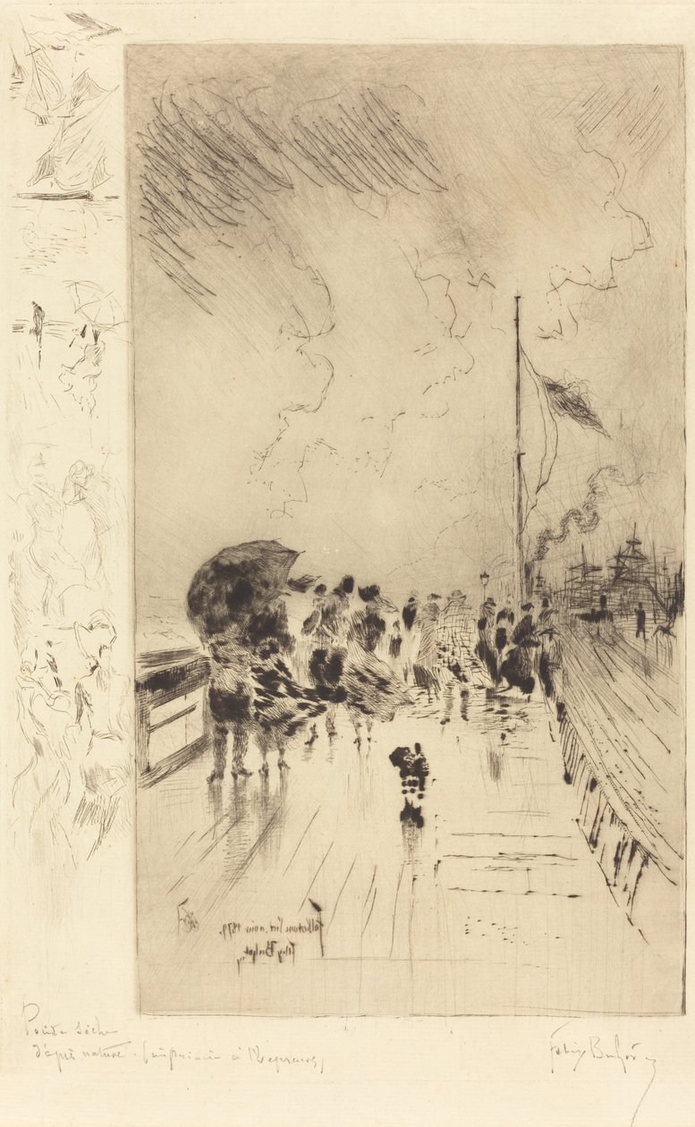 Egy móló Angliában, 1879. alkotó: Felix Hilaire Buhot