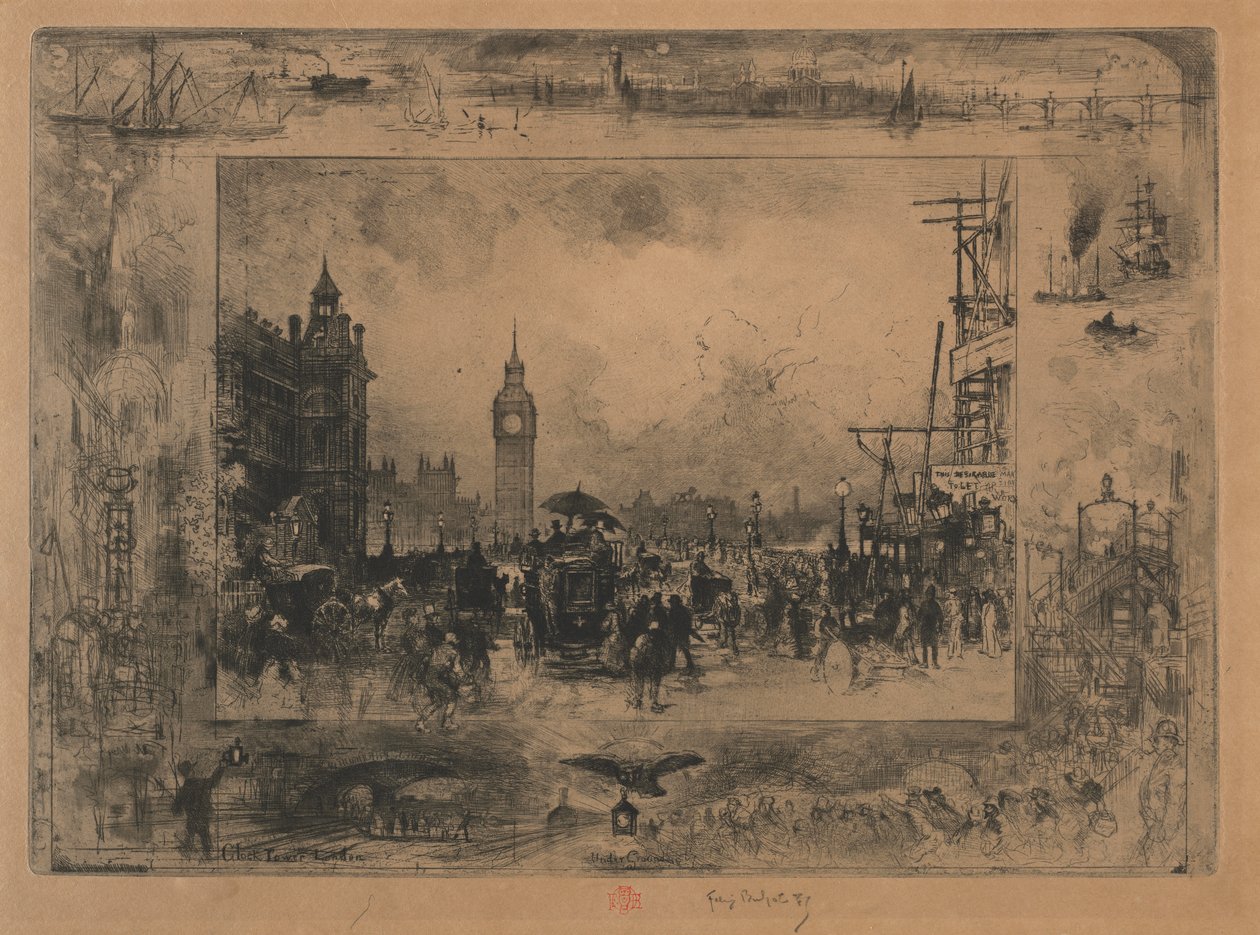 Westminster Bridge vagy Westminster Tower alkotó: Felix Hilaire Buhot
