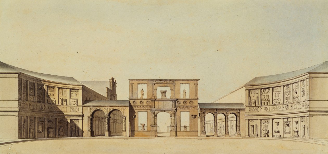 Az Ecole des Beaux-Arts udvara, Párizs, alkotó: Felix Louis Jacques Duban