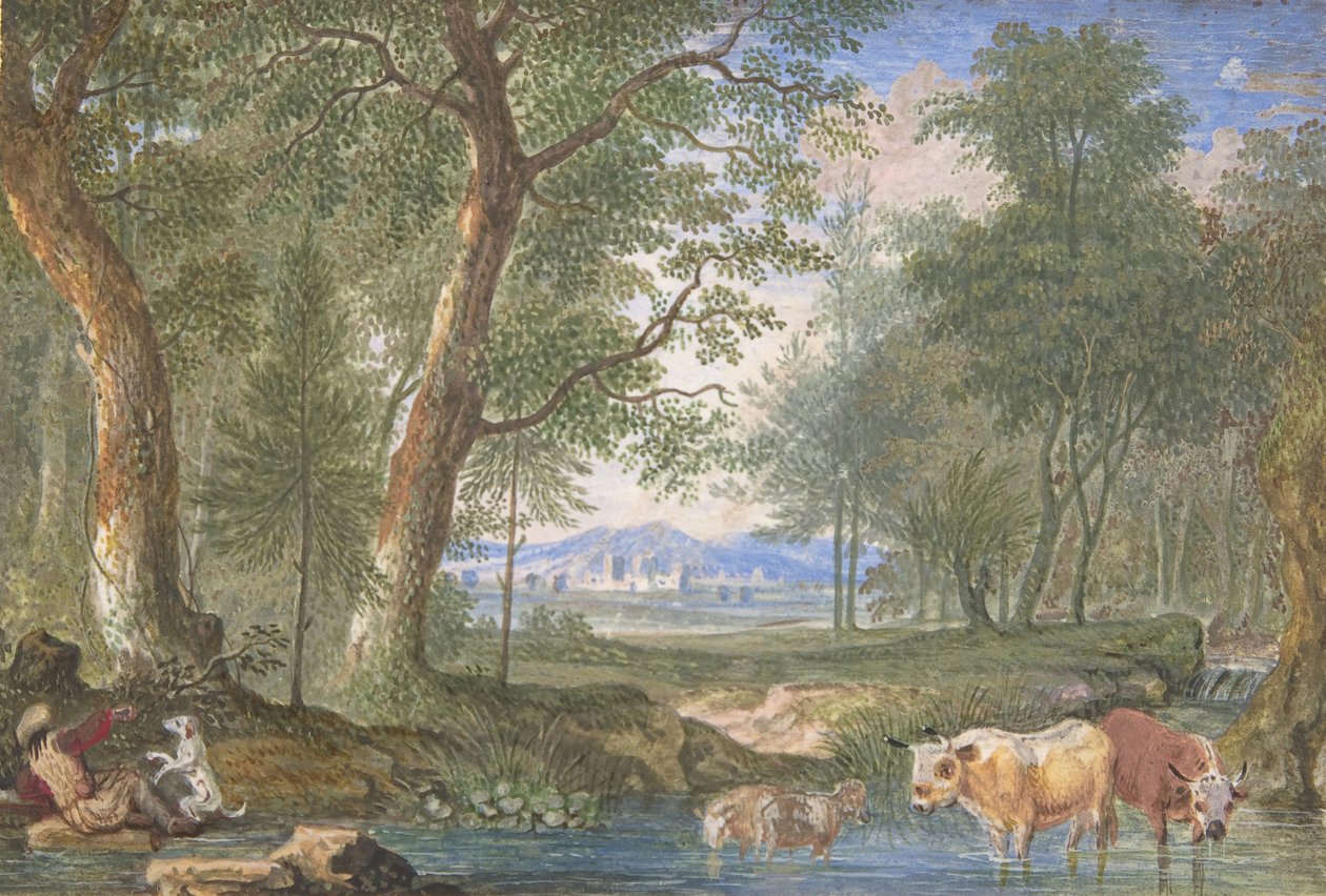 Táj tehenekkel a patakban, 1698. alkotó: Felix Meyer
