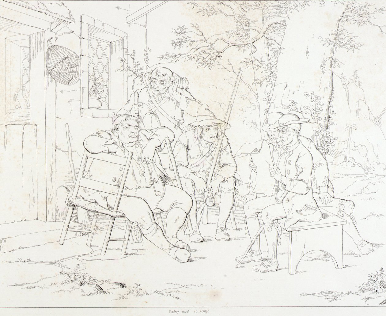 (Rip Van Winkle, illusztráció) Rip és Junto a Village Innben. alkotó: Felix Octavius Carr Darley