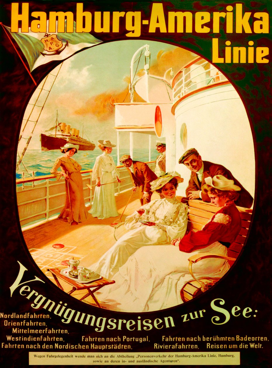 „Pleasure Cruise on the Sea”, a Hamburg American Line-t reklámozó plakát, 1904 alkotó: Felix Schwormstadt