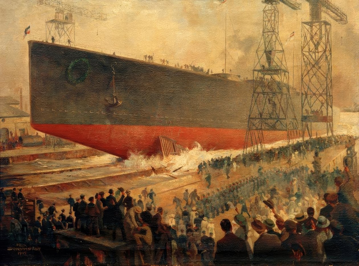 A Hindenburg felbocsátása Wilhelmshavenben alkotó: Felix Schwormstadt