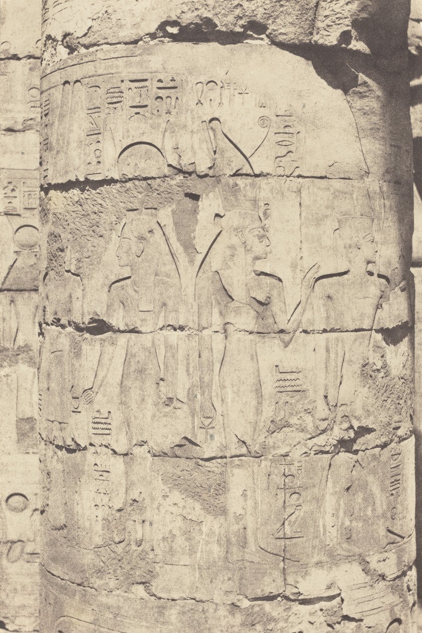 Karnak (Théba), palota--Hypostyle Hall--Central Columnade-Decoration of a Fut,1853 (fénykép) alkotó: Félix Teynard