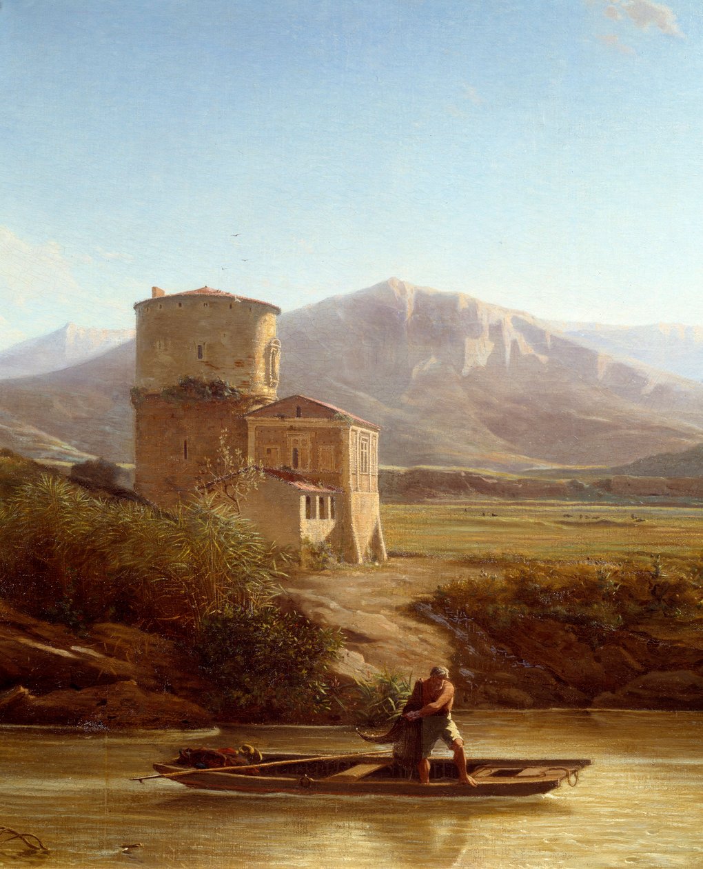 Egy halász a Tiberis partján Olaszországban Részlet. Felix Thomas (1815-1875) festménye 1864 Nantes, Musee des Beaux Arts alkotó: Felix Thomas