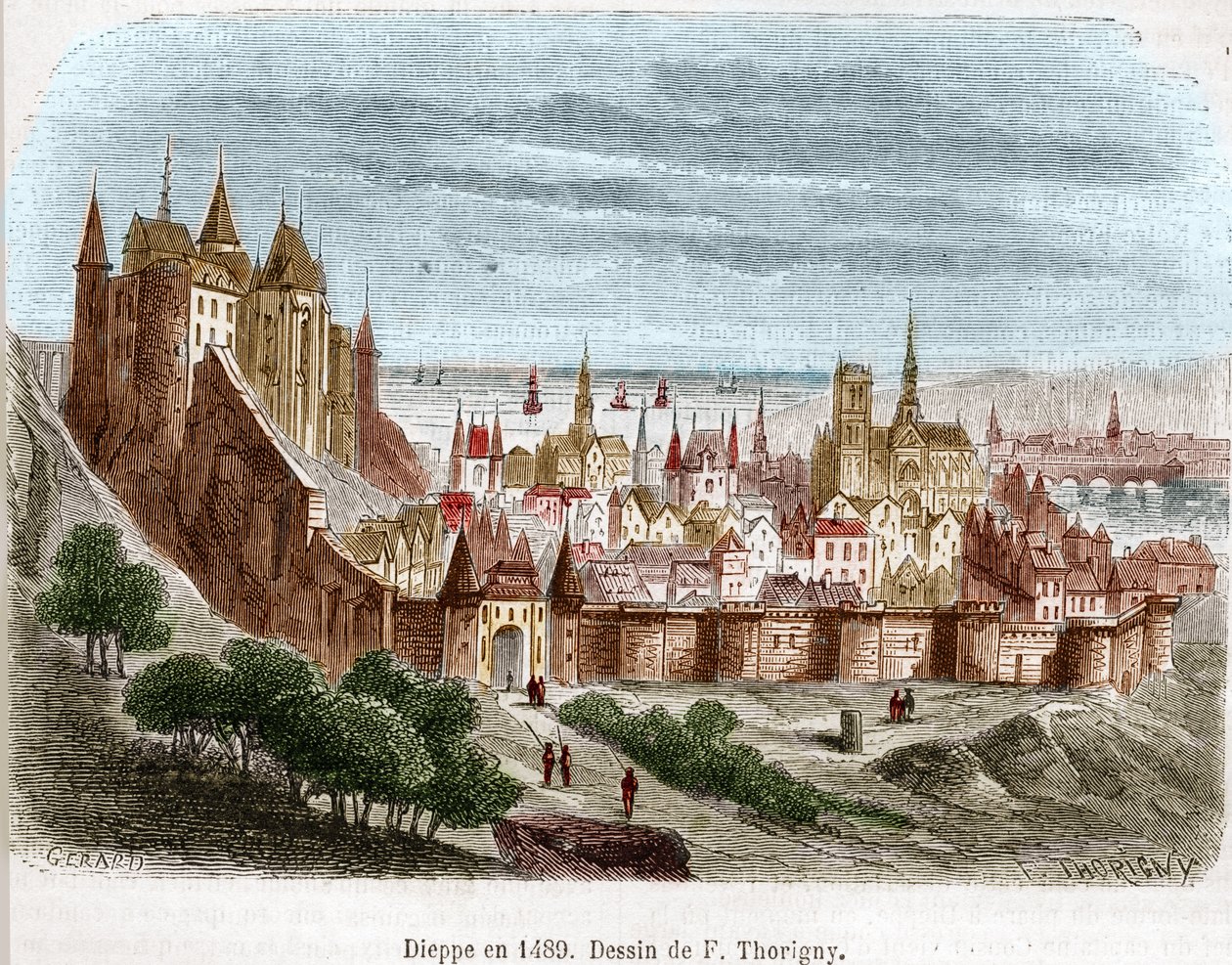 Dieppe városa kastélyával (Seine Maritime) (76) Normandiában 1489-ben. alkotó: Felix Thorigny