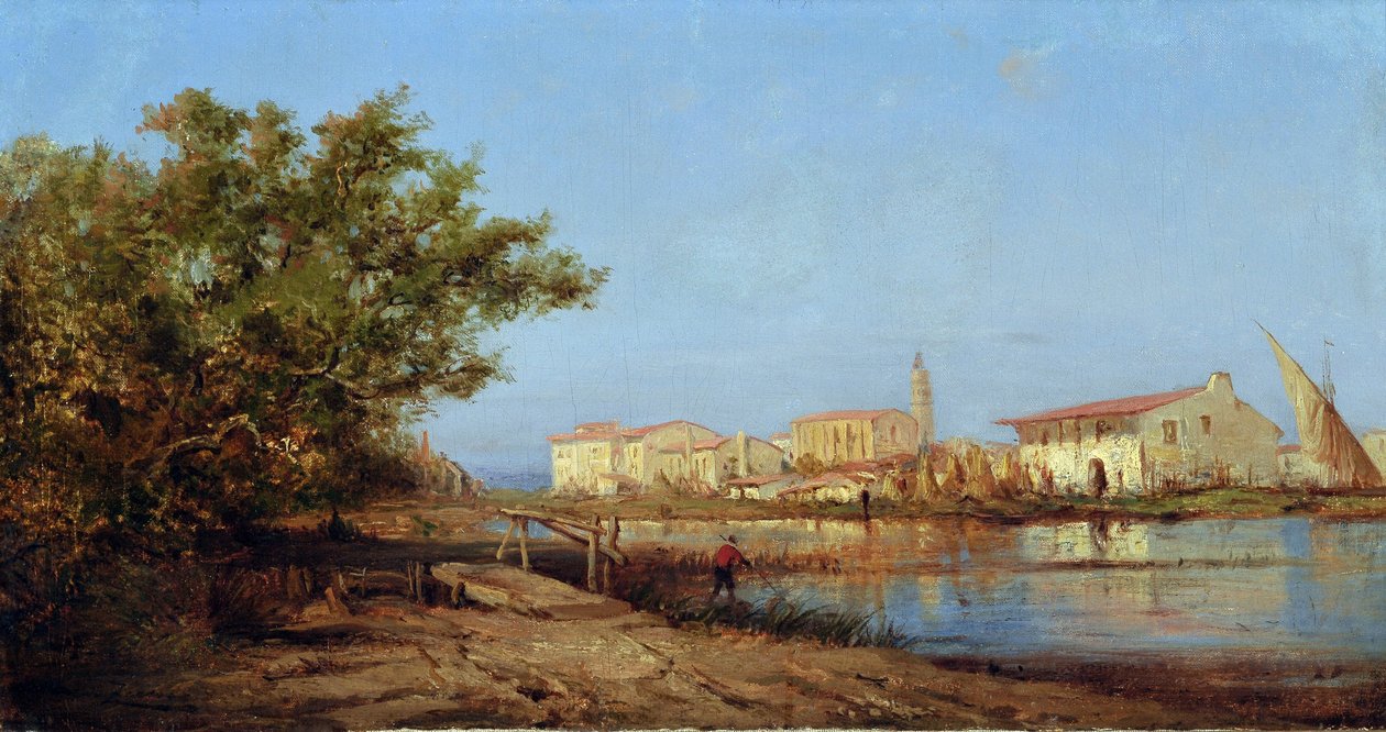 Mas Martiguesben. Felix ZIEM (1821-1911) festménye. Olajfestmény. Mérete: 29x55 cm. Kötelező említés: Regards de Provence alapítványi kollekció, Marseille alkotó: Félix Ziem