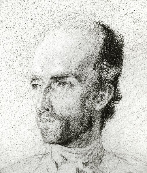Férfi portréja, 1845 körül (barna papíron fekete kréta fehérrel kiemelve) alkotó: Félix Ziem