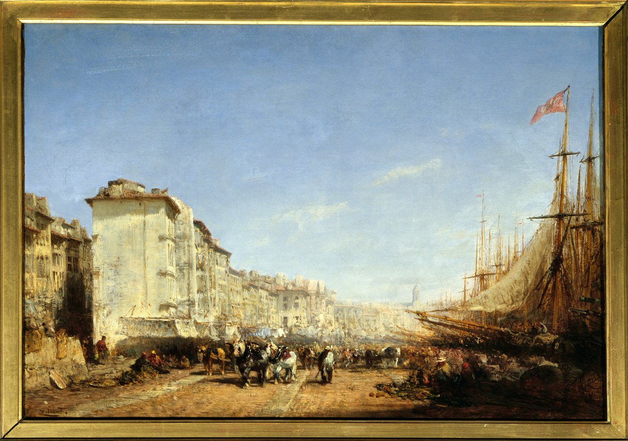 Marseille régi kikötője. Felix Ziem (1821-1911) festménye. Olajfestmény. Meg kell említeni: Reims, Musee Des Beaux Arts alkotó: Félix Ziem