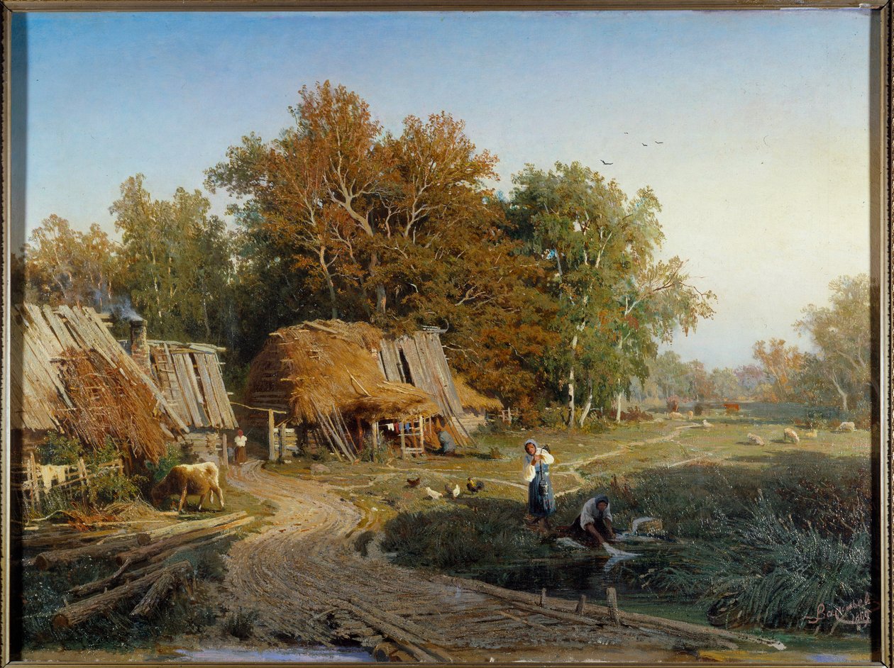 Fjodor Vasziljev falusi festménye (Fjodor Alekszandrovics, Fjodor Alekszandrovics Vasziljev (1850-1873) (ec.rus.) 1869 Ermitázs Múzeum, Szentpétervár alkotó: Feodor Alexandrovich Vassiliev