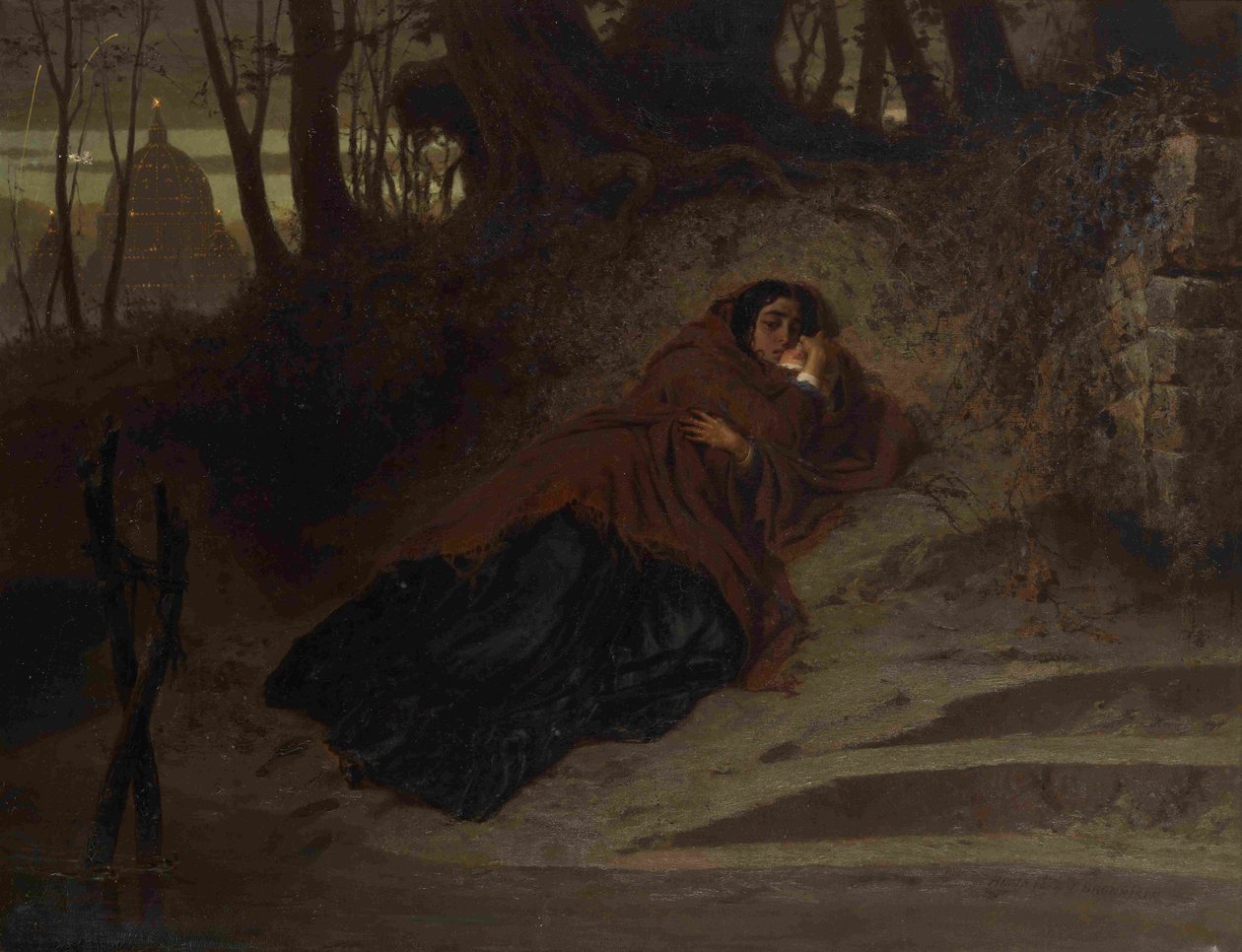 Elhagyatott. A Vatikán és a bűn, 1872 alkotó: Feodor Andreyevich Bronnikov