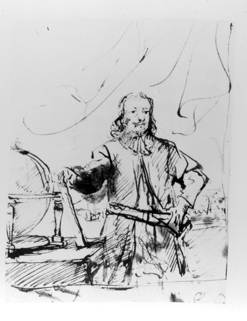 Tanulmány Michiel de Ruyter admirális portréjához, 1667 (toll és tinta) alkotó: Ferdinand Bol