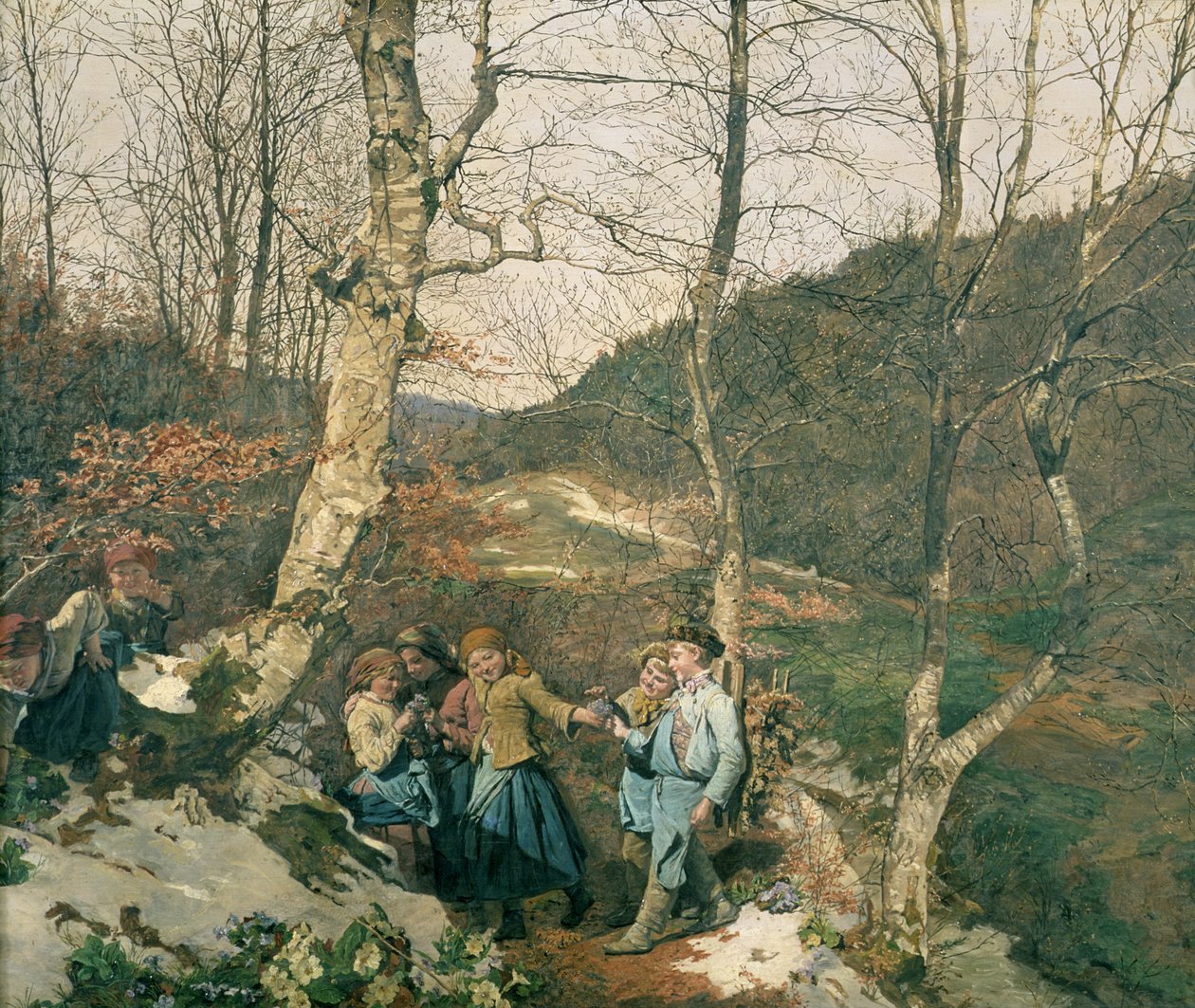 Kora tavasz a bécsi erdőben (The Violet Pickers) alkotó: Ferdinand Georg Waldmuller
