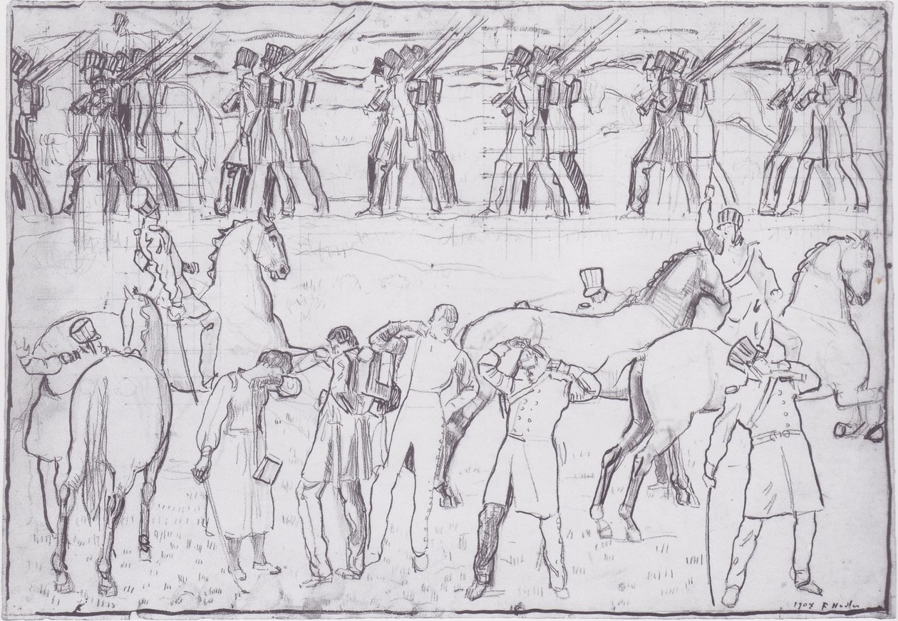 A német diákok távozása az 1813 -as szabadságharcban alkotó: Ferdinand Hodler
