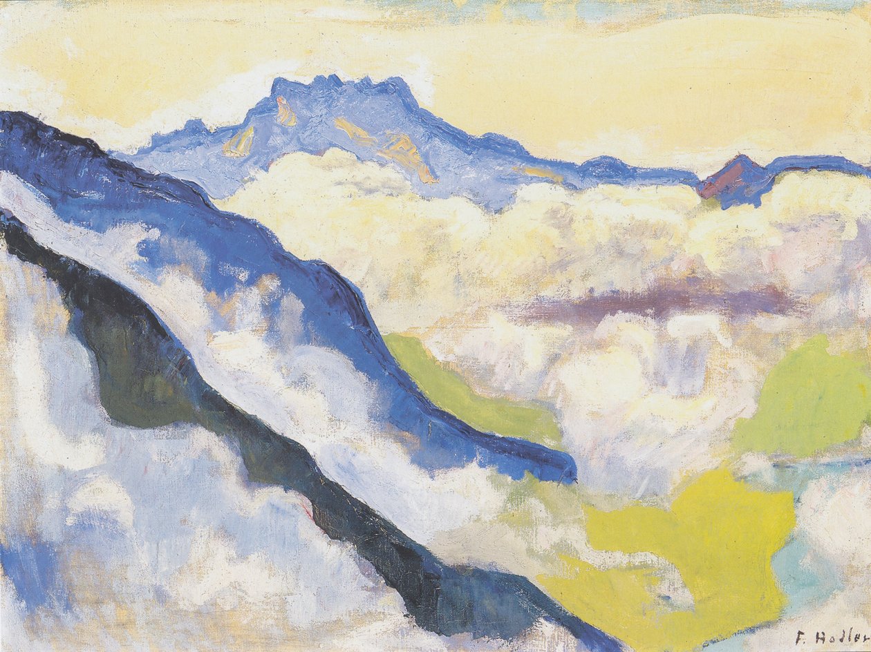 Die Dents du Midi von Caux aus alkotó: Ferdinand Hodler