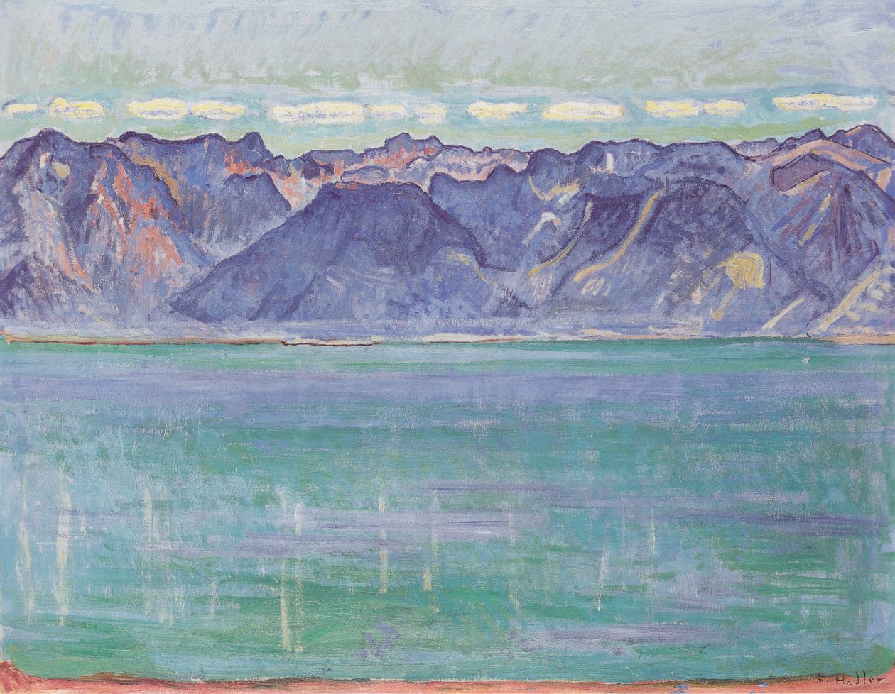 Genfi -tó, kilátással a Savoy -hegységre alkotó: Ferdinand Hodler