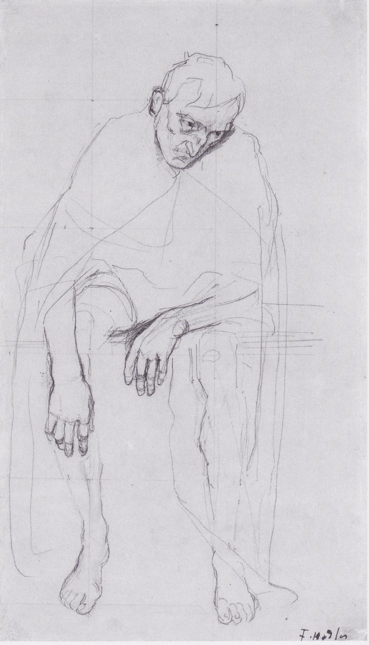 Ülő öreg - tanulmány a csalódott lelkekről vagy az élet bolondjairól. alkotó: Ferdinand Hodler
