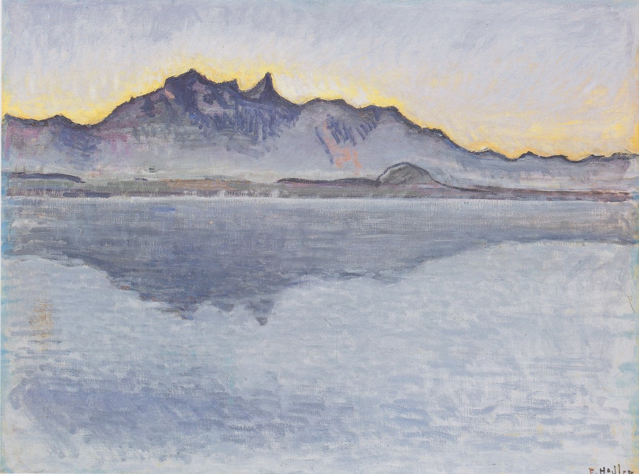 A Thun-tó a Stockhorn-lánccal az esti órákban alkotó: Ferdinand Hodler