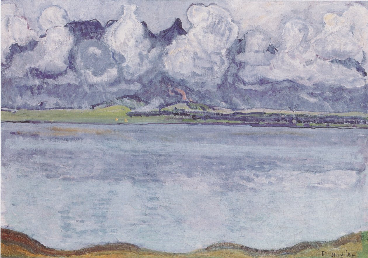 A Thun -tó a Stockhorn -lánccal a felhőkben alkotó: Ferdinand Hodler