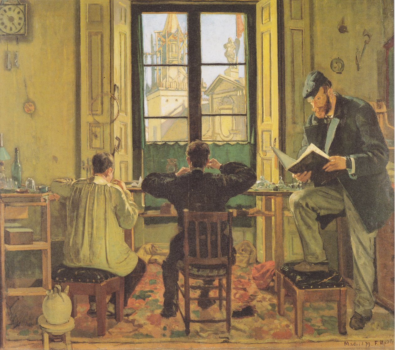 Órászműhely Madridban alkotó: Ferdinand Hodler