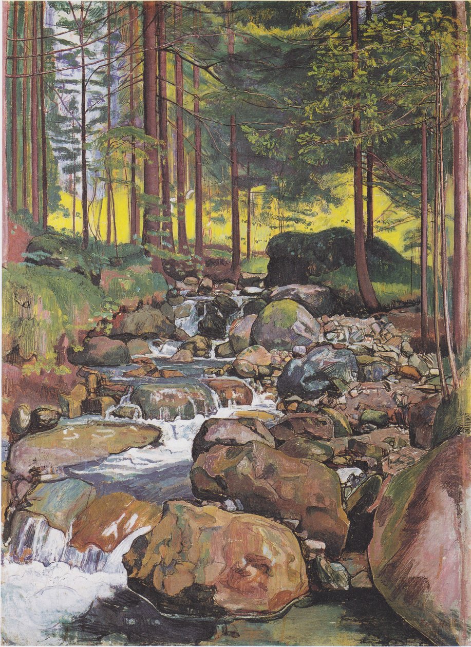 Erdő hegyi patakkal alkotó: Ferdinand Hodler