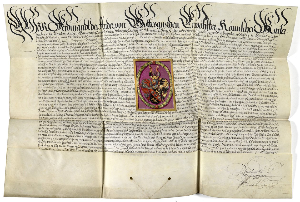 Nemesi oklevél Jacob von Fridrich 1630 alkotó: Ferdinand II.