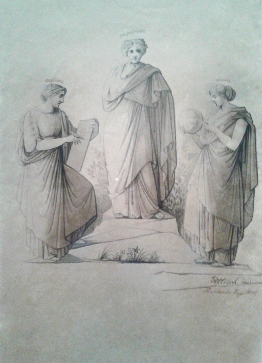 A múzsák Calliope, Polyhymnia és Uránia alkotó: Ferdinand Pettrich