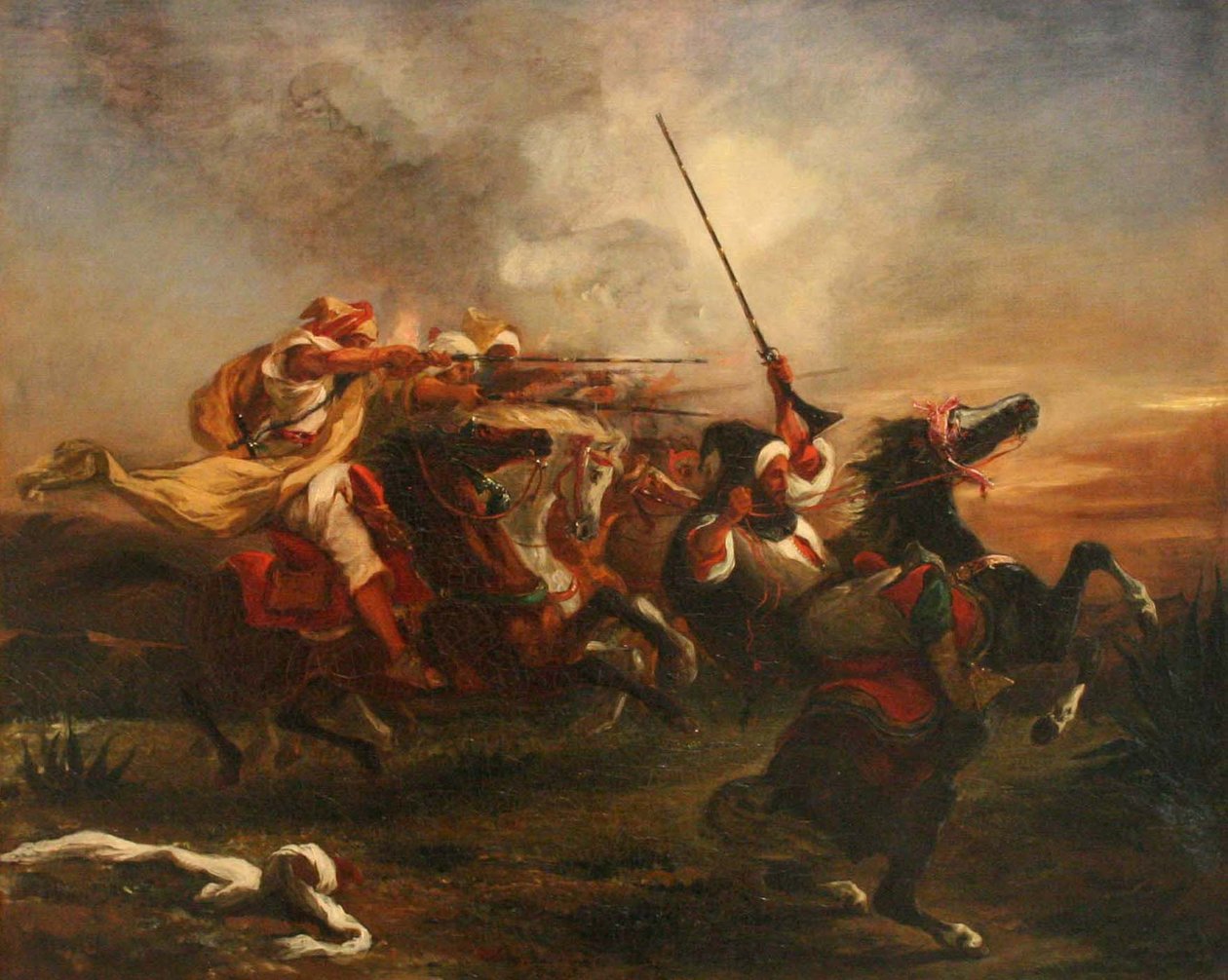Marokkói katonai gyakorlatok alkotó: Ferdinand Victor Eugene Delacroix