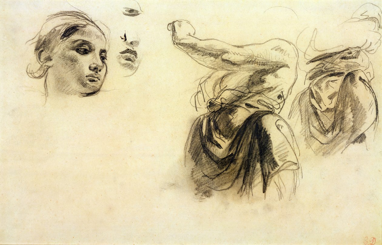 Ábratanulmányok (grafit papíron) alkotó: Ferdinand Victor Eugene Delacroix