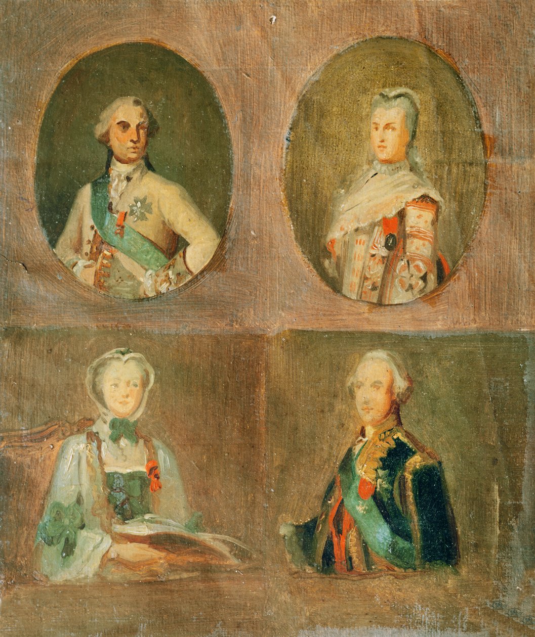 Négy tanulmány a 18. századi francia portré szerint alkotó: Ferdinand Victor Eugene Delacroix
