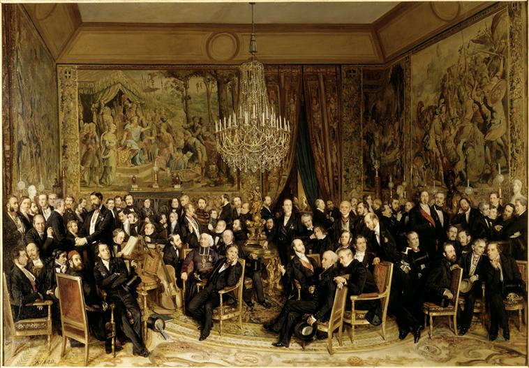 Angol: Este a Louvre -ban a Comte de Nieuwerkerke társaságában alkotó: Ferdinand Victor Eugene Delacroix