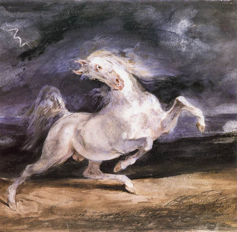 Ló megijedt a vihartól alkotó: Ferdinand Victor Eugene Delacroix
