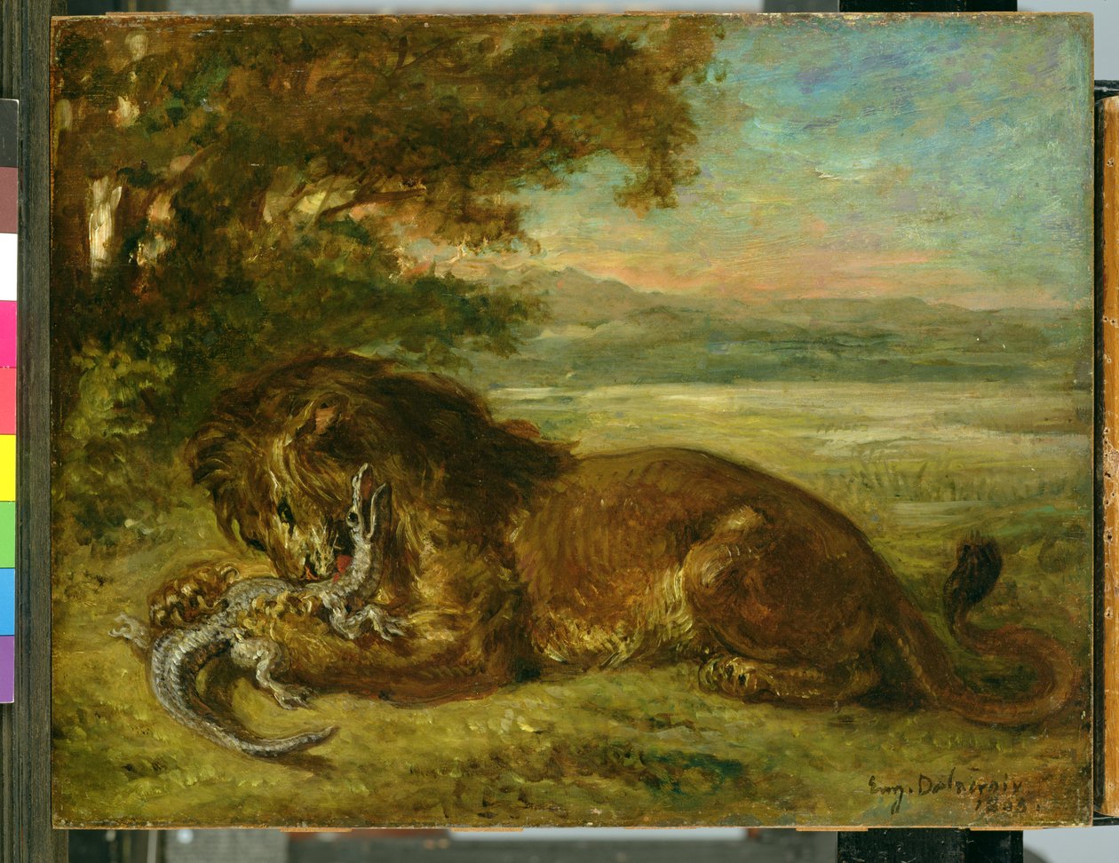 Oroszlán és aligátor, 1863 alkotó: Ferdinand Victor Eugene Delacroix