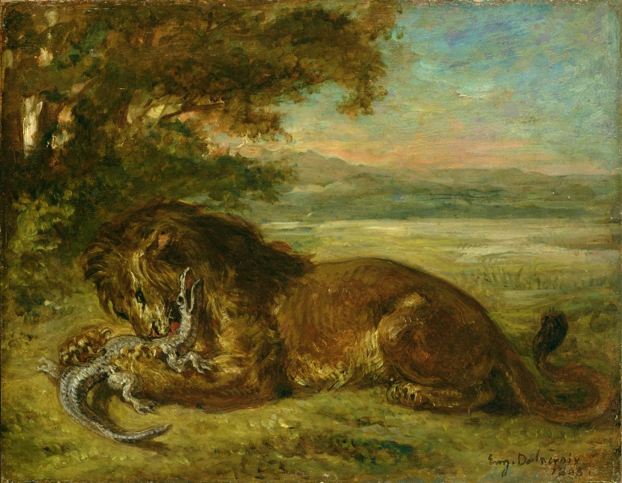 Oroszlán és Alligátor alkotó: Ferdinand Victor Eugene Delacroix