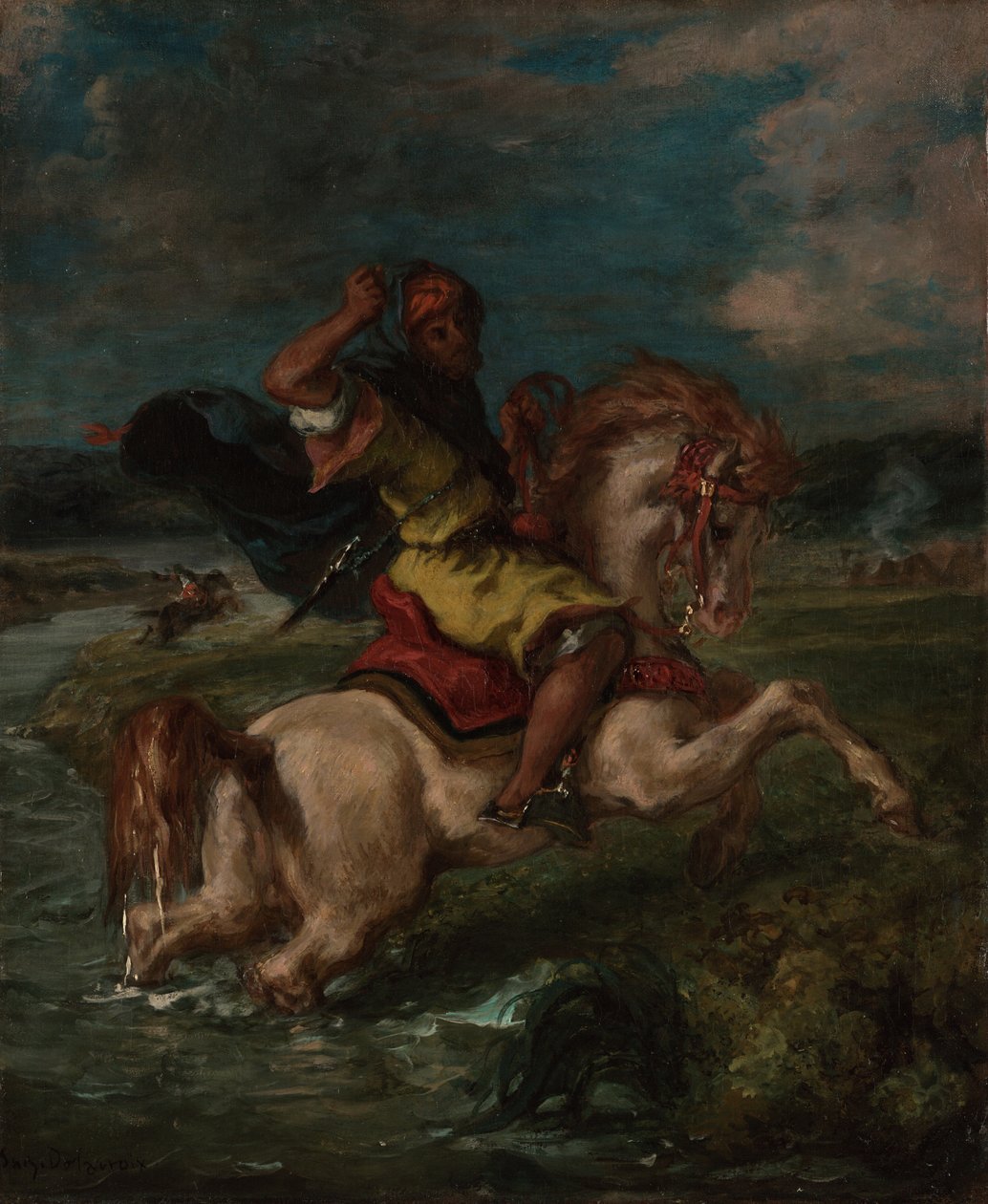 Egy marokkói lovas keresztezi a Fordot alkotó: Ferdinand Victor Eugene Delacroix
