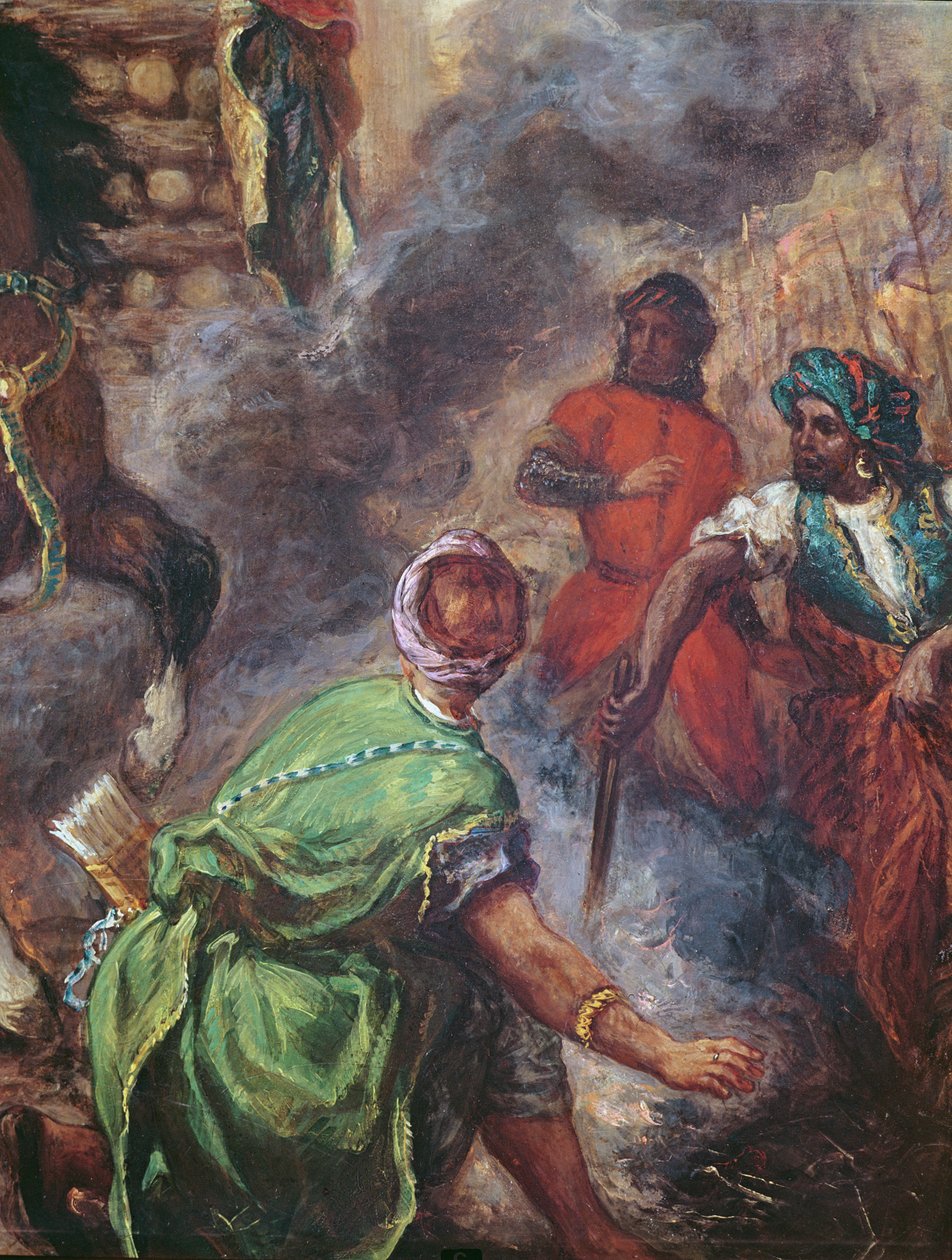 Olinda és Sophronia a pireszán, a szaracénok részlete, Torquato Tasso (1544-95) Gerusalemme Liberata című művéből alkotó: Ferdinand Victor Eugene Delacroix