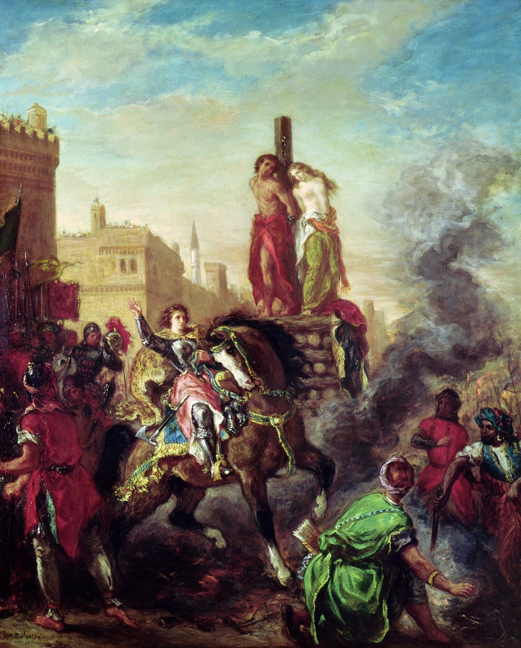 Olinda és Sophronia a pirozon, Torquato Tasso (1544-95) Gerusalemme Liberata című művéből alkotó: Ferdinand Victor Eugene Delacroix