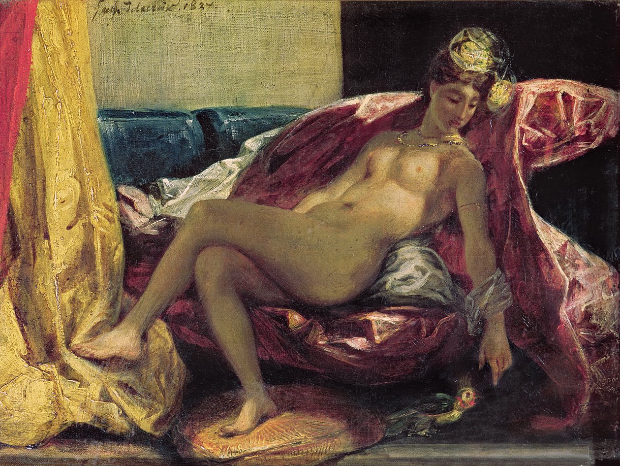Fekvő Odalisque avagy Nő papagájjal, 1827 alkotó: Ferdinand Victor Eugene Delacroix