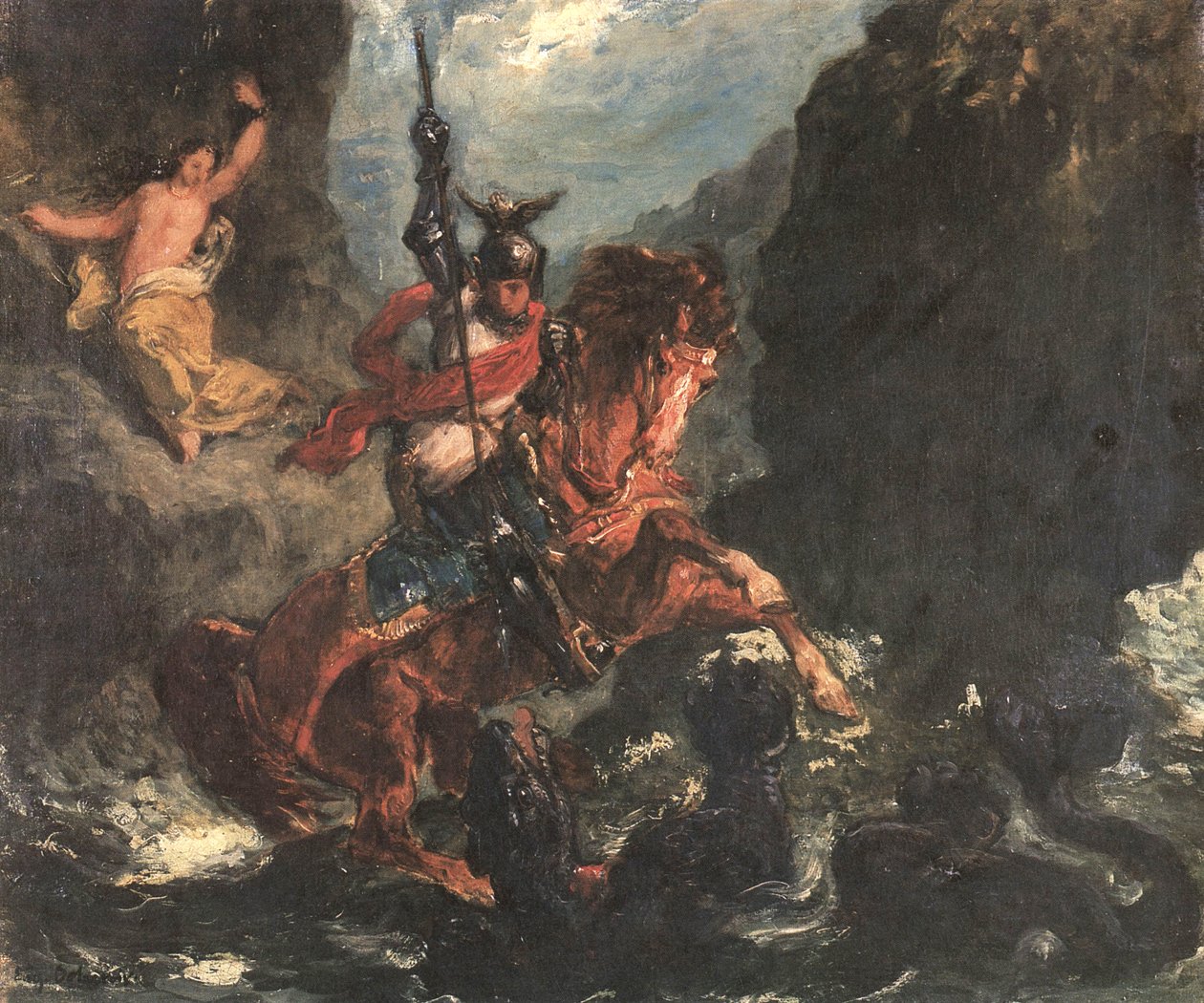 Roger kiszabadítja Angelicát vagy Szent Györgyöt alkotó: Ferdinand Victor Eugene Delacroix