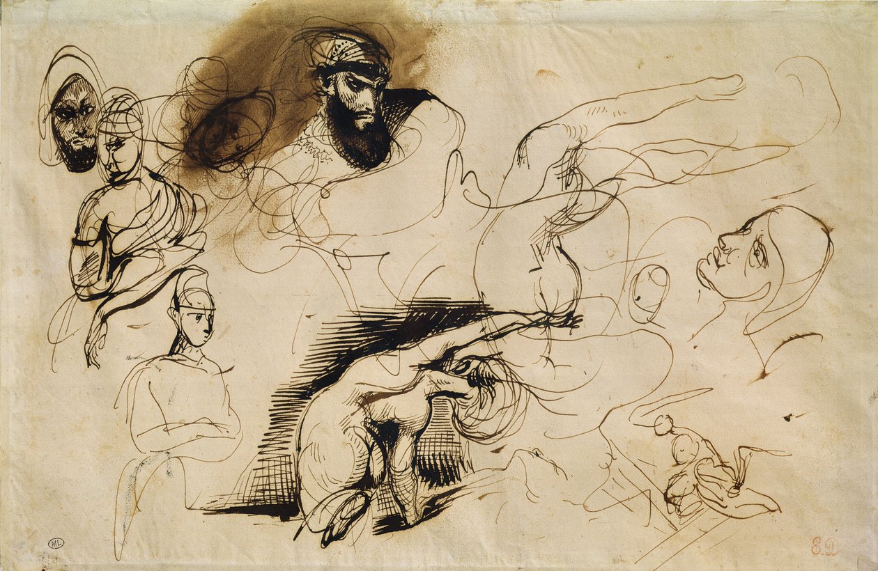 Vázlat Sardanapalus számára alkotó: Ferdinand Victor Eugene Delacroix