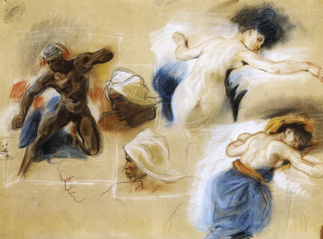 Vázlat a Sardanapalus halálához alkotó: Ferdinand Victor Eugene Delacroix