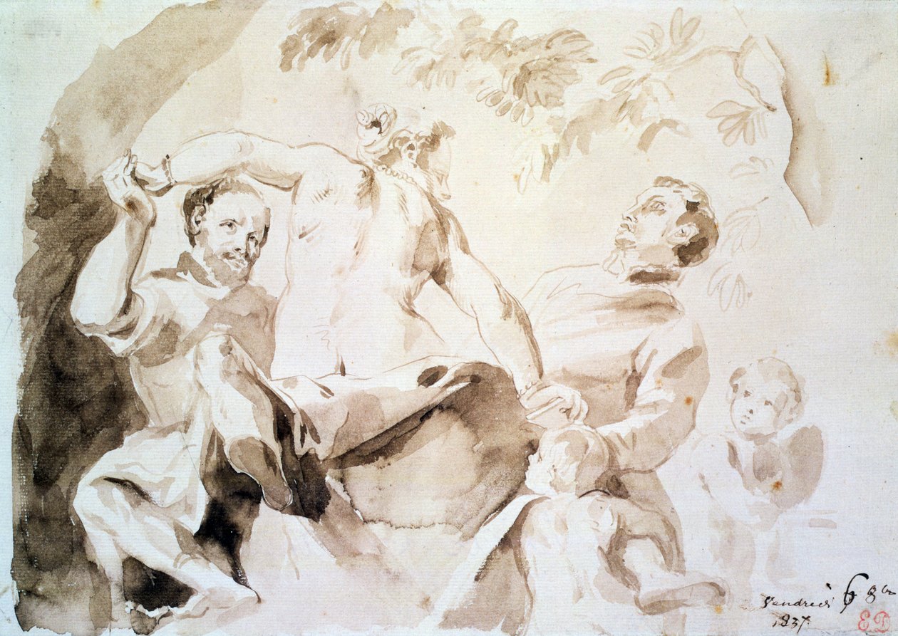 Tanulmány Veronese szerelmi allegóriája nyomán, 1837 (toll és tinta és mosás papíron) alkotó: Ferdinand Victor Eugene Delacroix