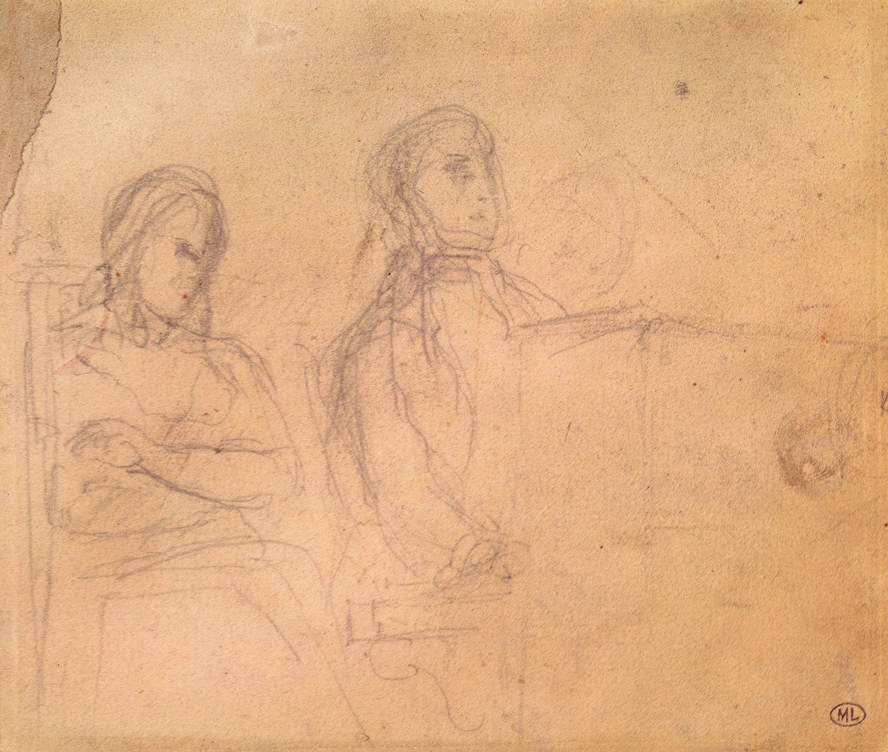 Tanulmány Frederic Chopin (1810-49) és George Sand (1804-76) portréjához alkotó: Ferdinand Victor Eugene Delacroix