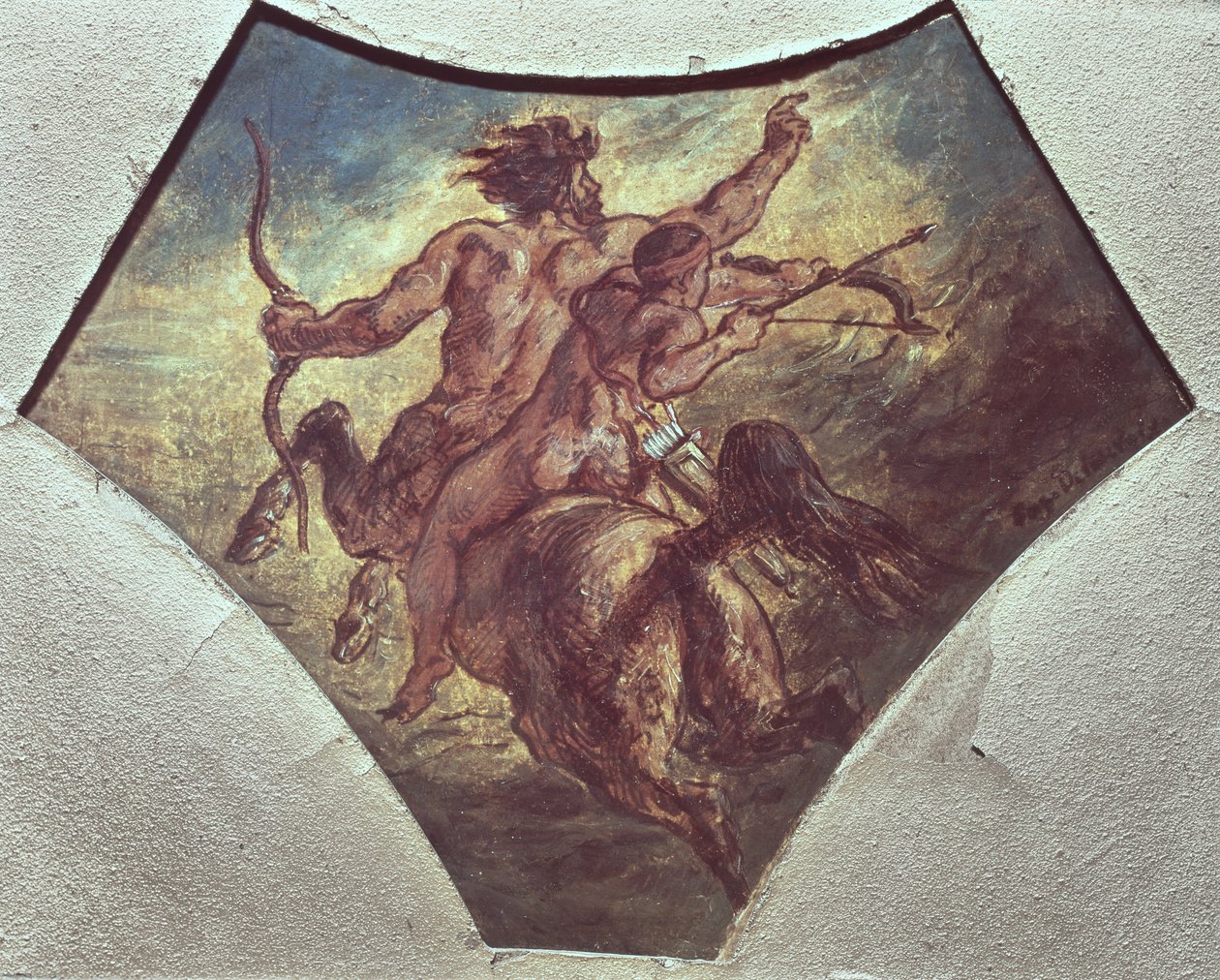 Akhilleusz nevelése (az első vázlat másolata, amely a képviselőházi Coupole de la Poesie négy pendentivának egyikéhez készült, 1848 körül (lásd még: 75745) alkotó: Ferdinand Victor Eugene Delacroix