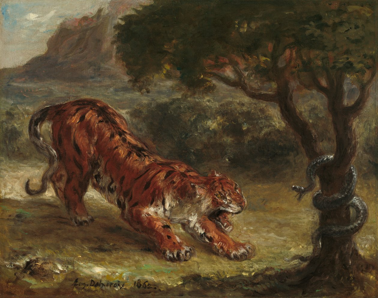Tigris és Kígyó, 1862 alkotó: Ferdinand Victor Eugene Delacroix