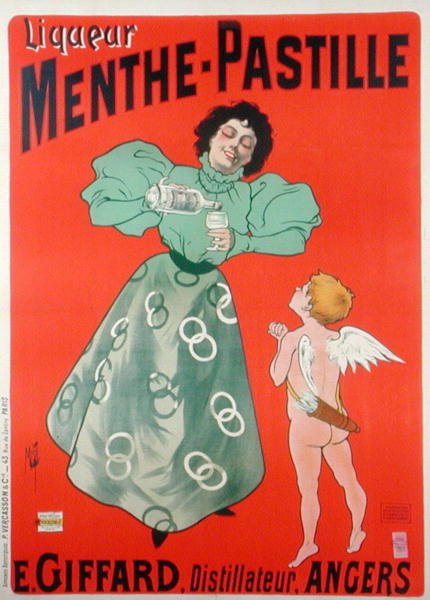 Menthe-Pastille reklámplakát, desztillált: E. Giffard (színes litó) alkotó: Ferdinand  Misti Mifliez