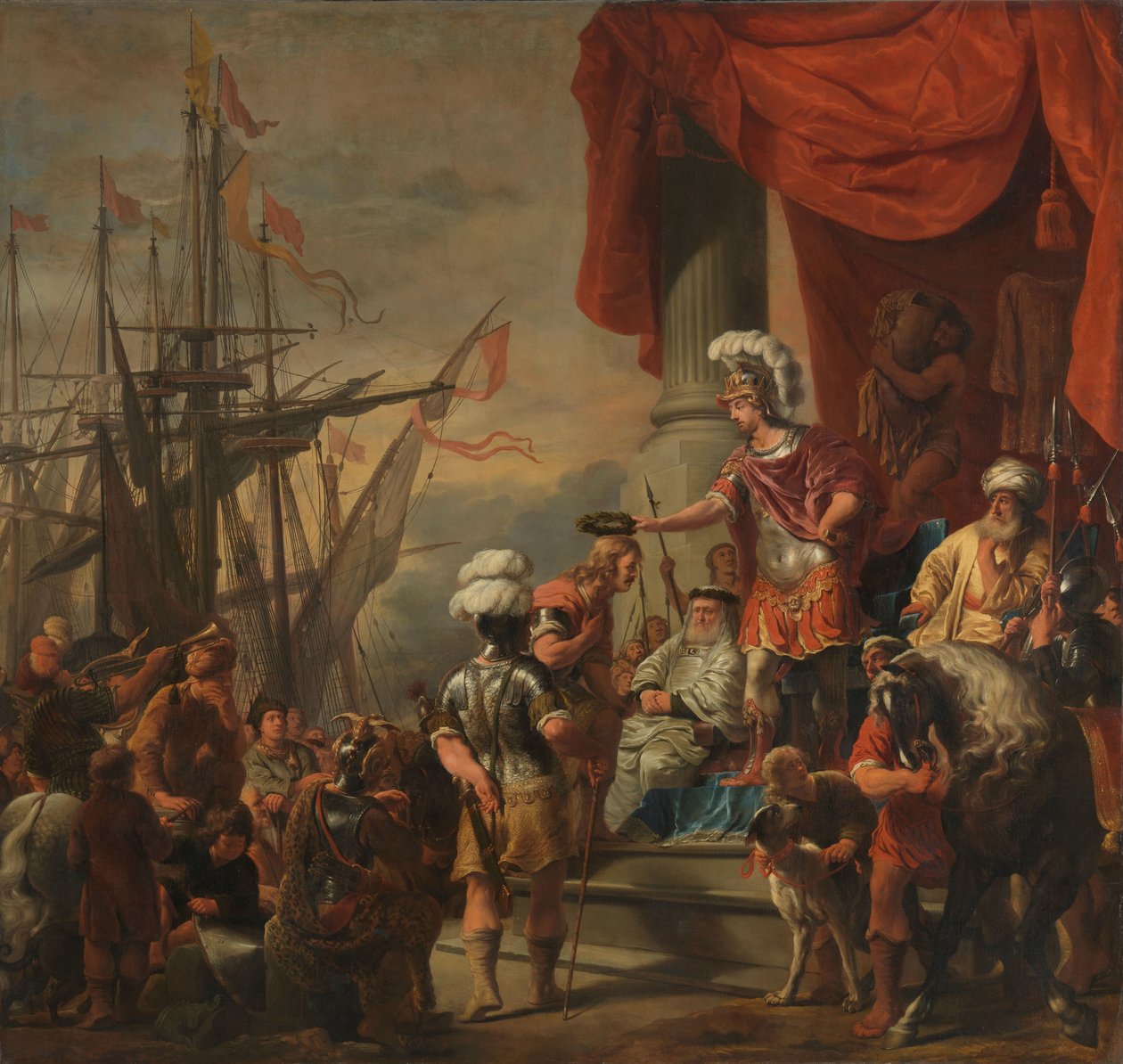Aeneas Latinus udvarában Aeneas megkoronázza Cloanthust alkotó: Ferdinand Bol