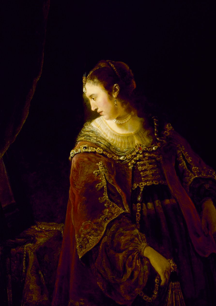 ""Femme a sa coiffeuse"" (Nő az öltözőasztalánál) Peinture de Ferdinand Bol (1616-1680) - 1645. vers - Olaj, vászon Mérete 128,9x91,8 cm Szépművészeti Múzeum, Houston alkotó: Ferdinand Bol